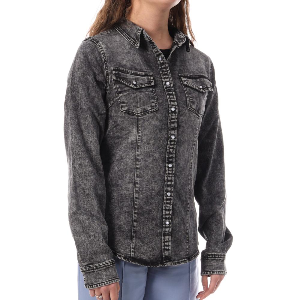 Chemise en Jean Noir Femme Monday Premium Bleach pas cher