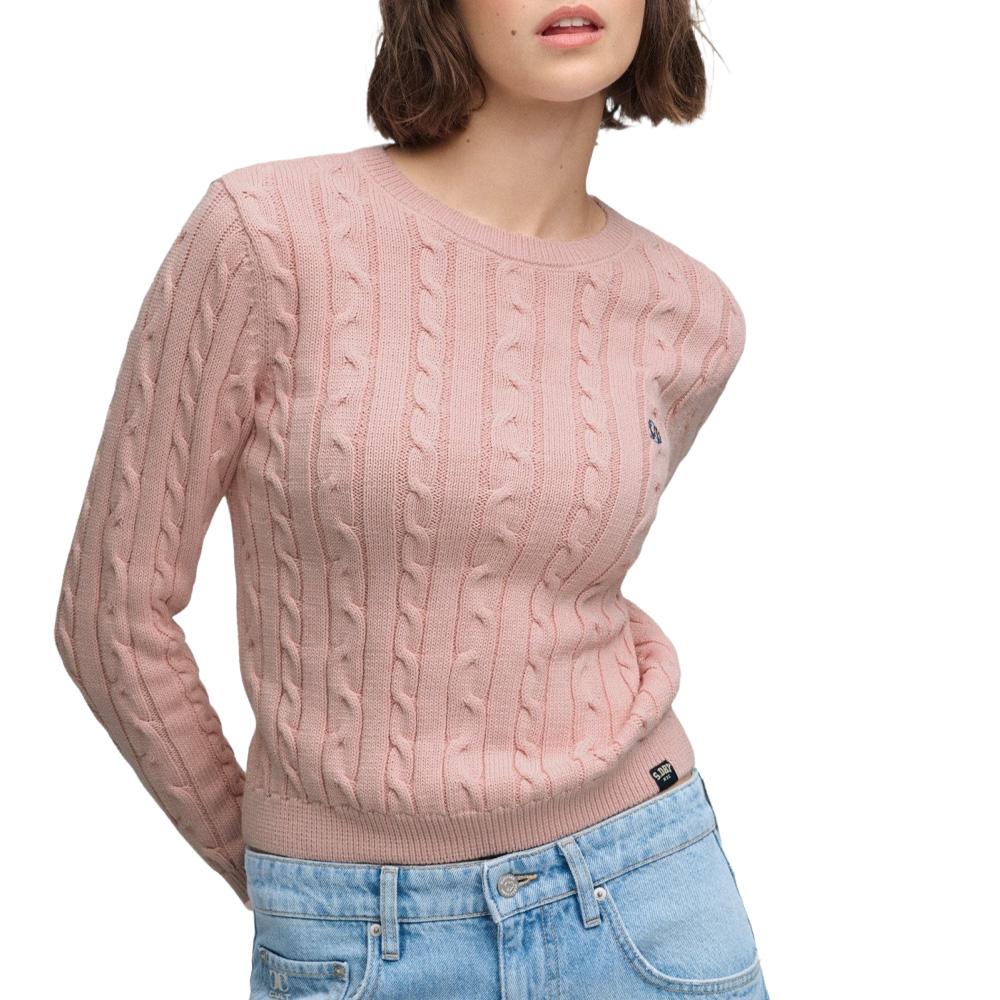 Pull Rose Femme Superdry Essentials Cable Jumper pas cher