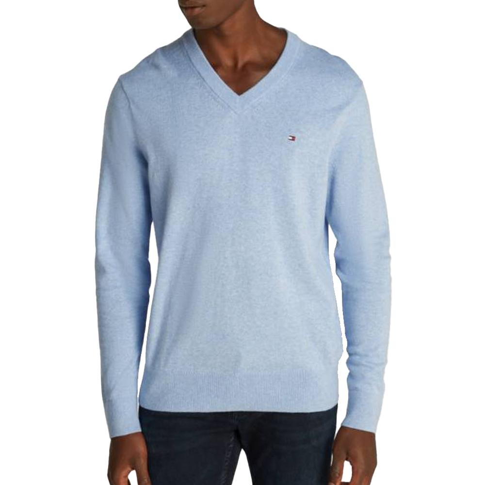 Pull Bleu Homme Tommy Hilfiger Pima MW0MW28047 pas cher
