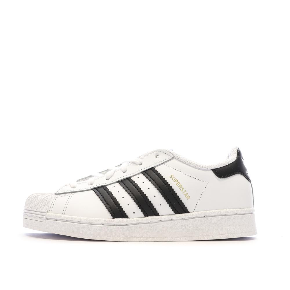 Baskets Blanches/Noires Garçon/Fille Adidas Superstar pas cher