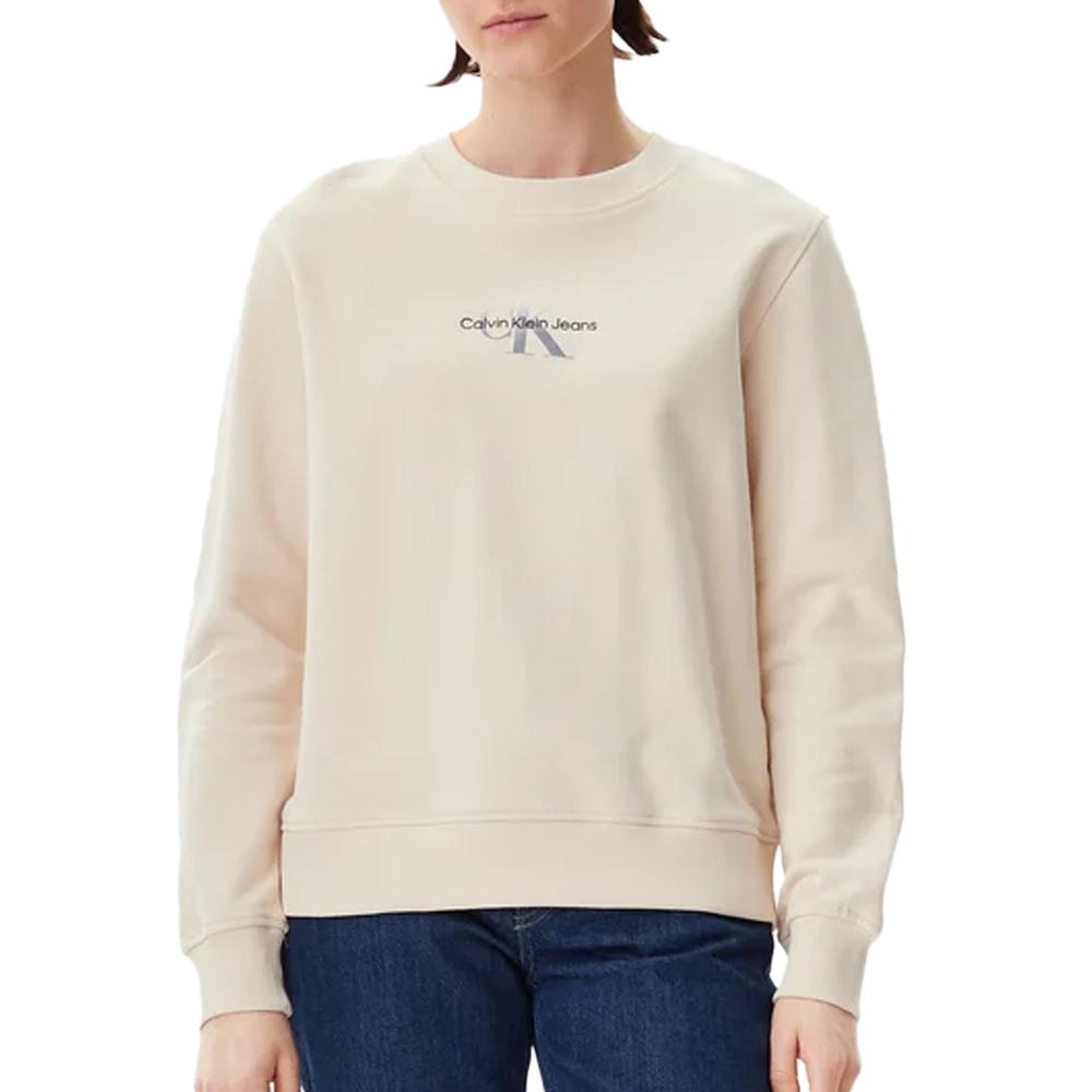 Sweat Écru Femme Calvin Klein Gradient Monologo pas cher