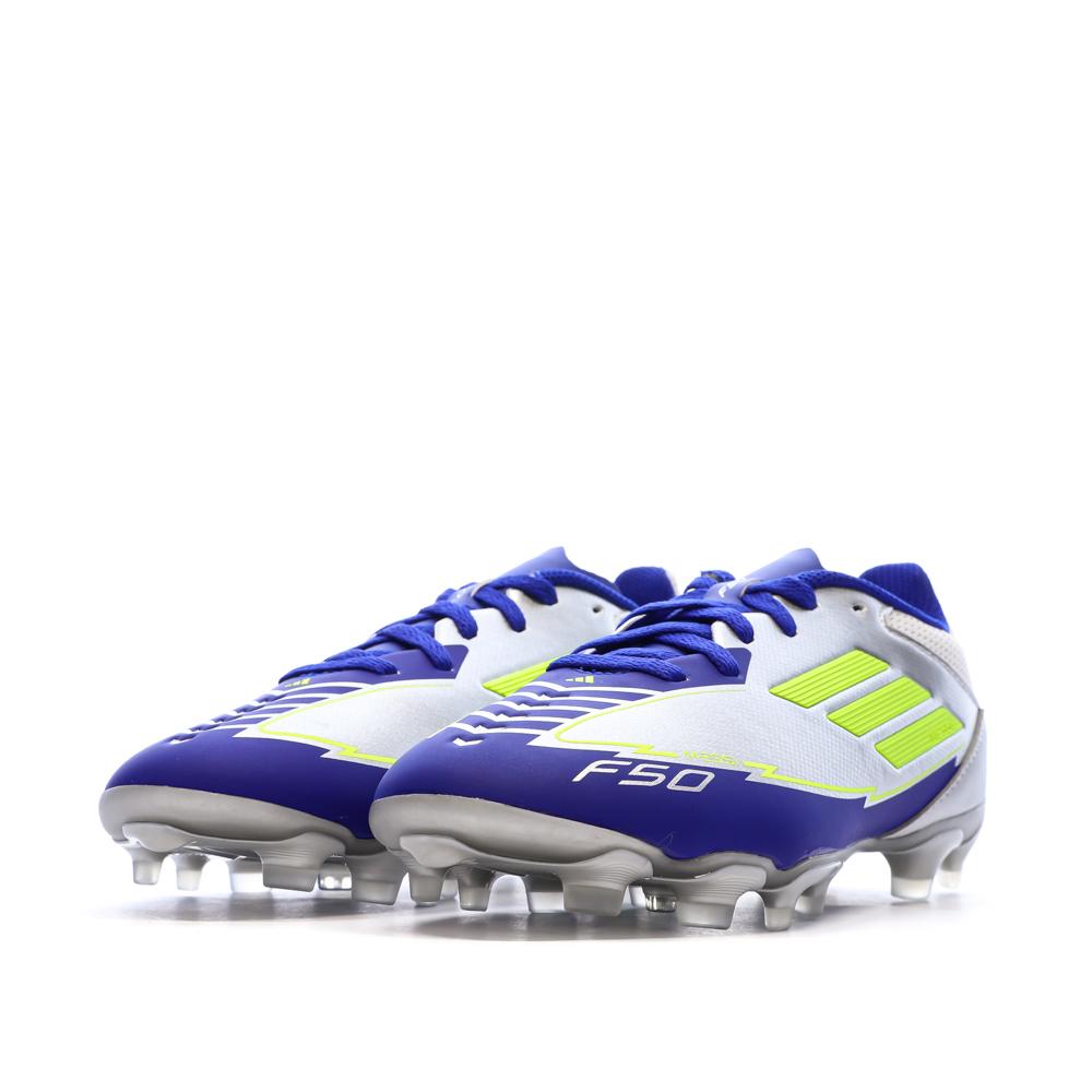 Botas de fútbol para niño Adidas F50 Azul/Plata ver 6