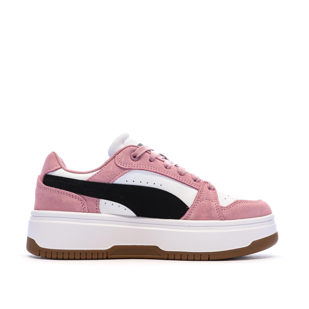 Baskets Blanches/Roses/Noires Femme Puma Rebound Low vue 2