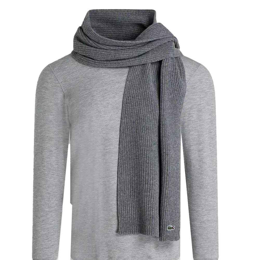 Echarpe Grise Lacoste En Laine Cotelee pas cher