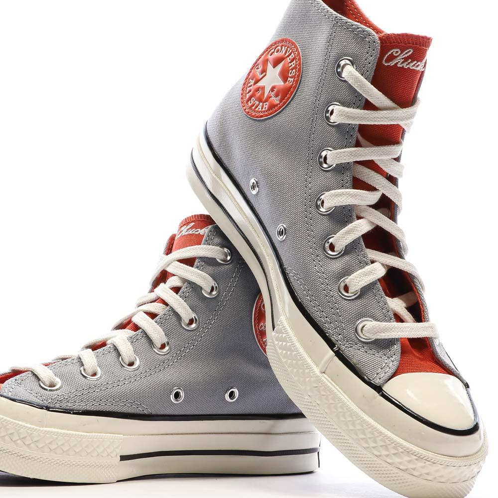 Baskets Grises/Rouges Homme Converse Chuck 70 Letterman vue 7