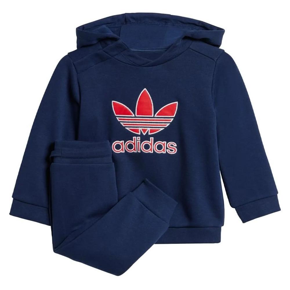 Sudadera con capucha de chándal Adidas para niño en azul marino y rojo ver 3