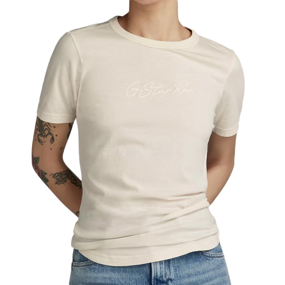 T-shirt Beige Femme G-Star Raw Autograph pas cher