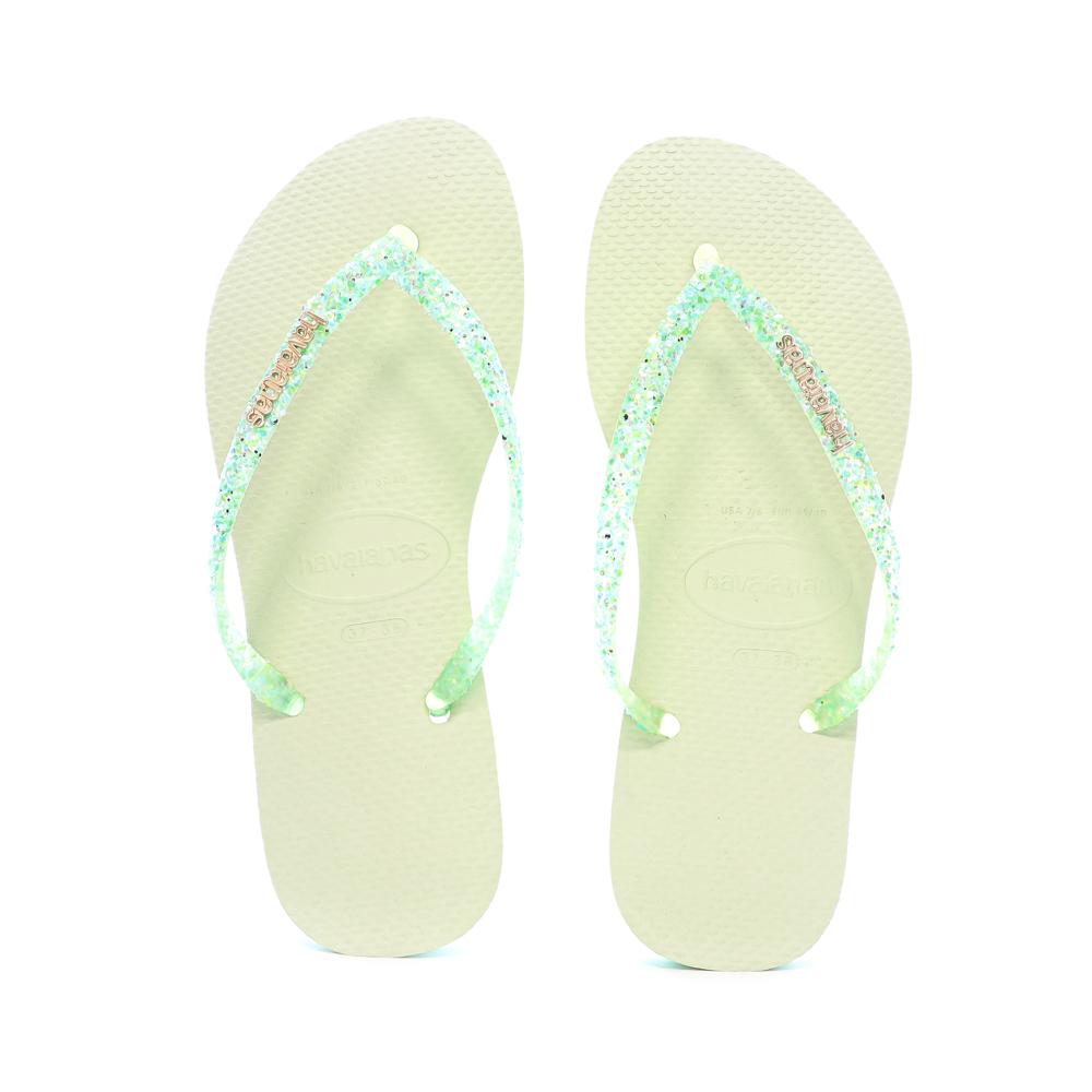 Tongs Vertes Femme Havaianas Hav Slim Glitter Flourish vue 3