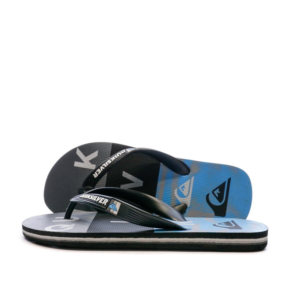 Tongs Bleu/Noir Garçon Quiksilver Molokaï Wordblock pas cher