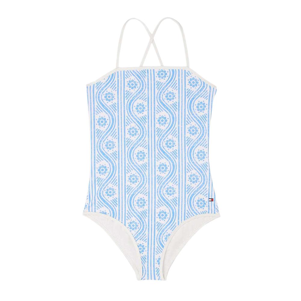 Maillot de bain Blanc/Bleu Fille Tommy Hilfiger UG0UG00802 pas cher