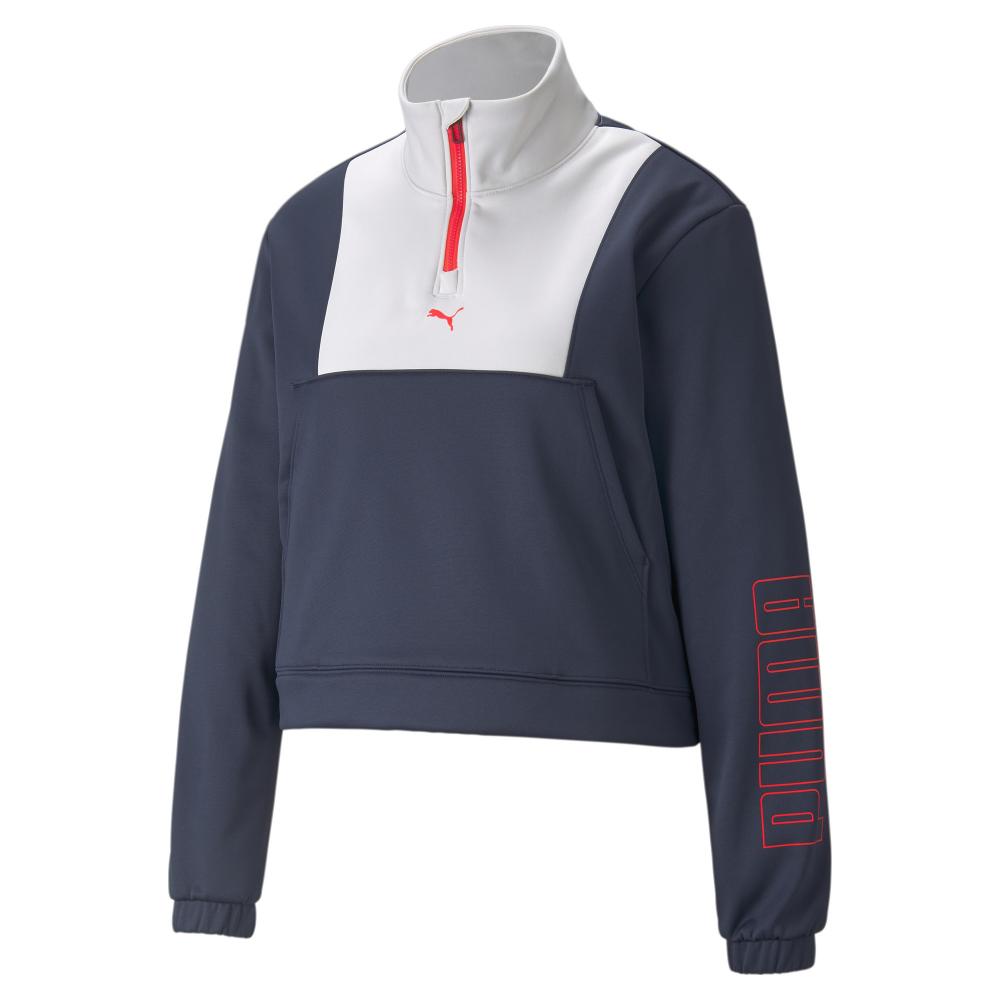 Sweat Training Marine/Blanc Femme Puma Logo Quarter pas cher