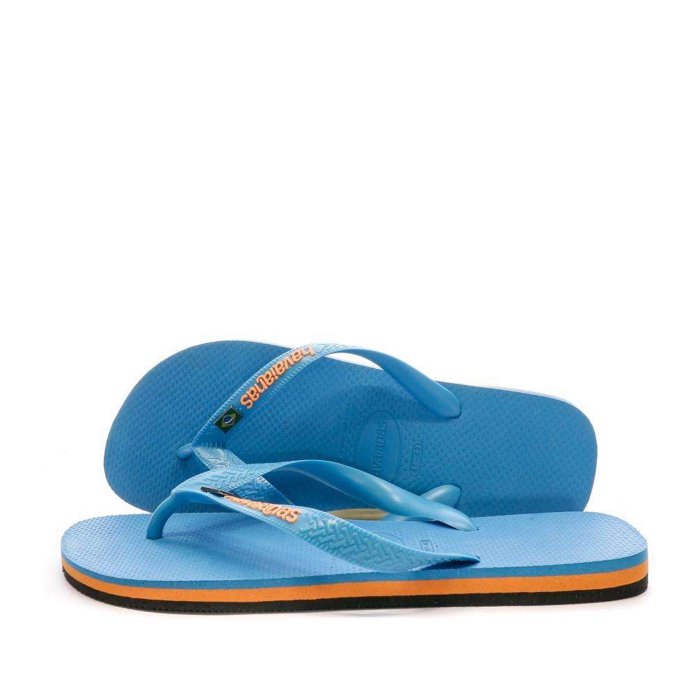 Tongs Bleu Homme Havaianas Brasil Layers pas cher