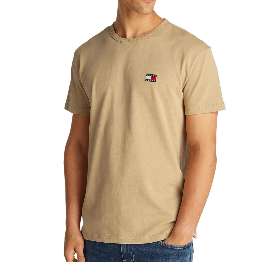 T-shirt Beige Homme Tommy Jeans Reg Badge pas cher