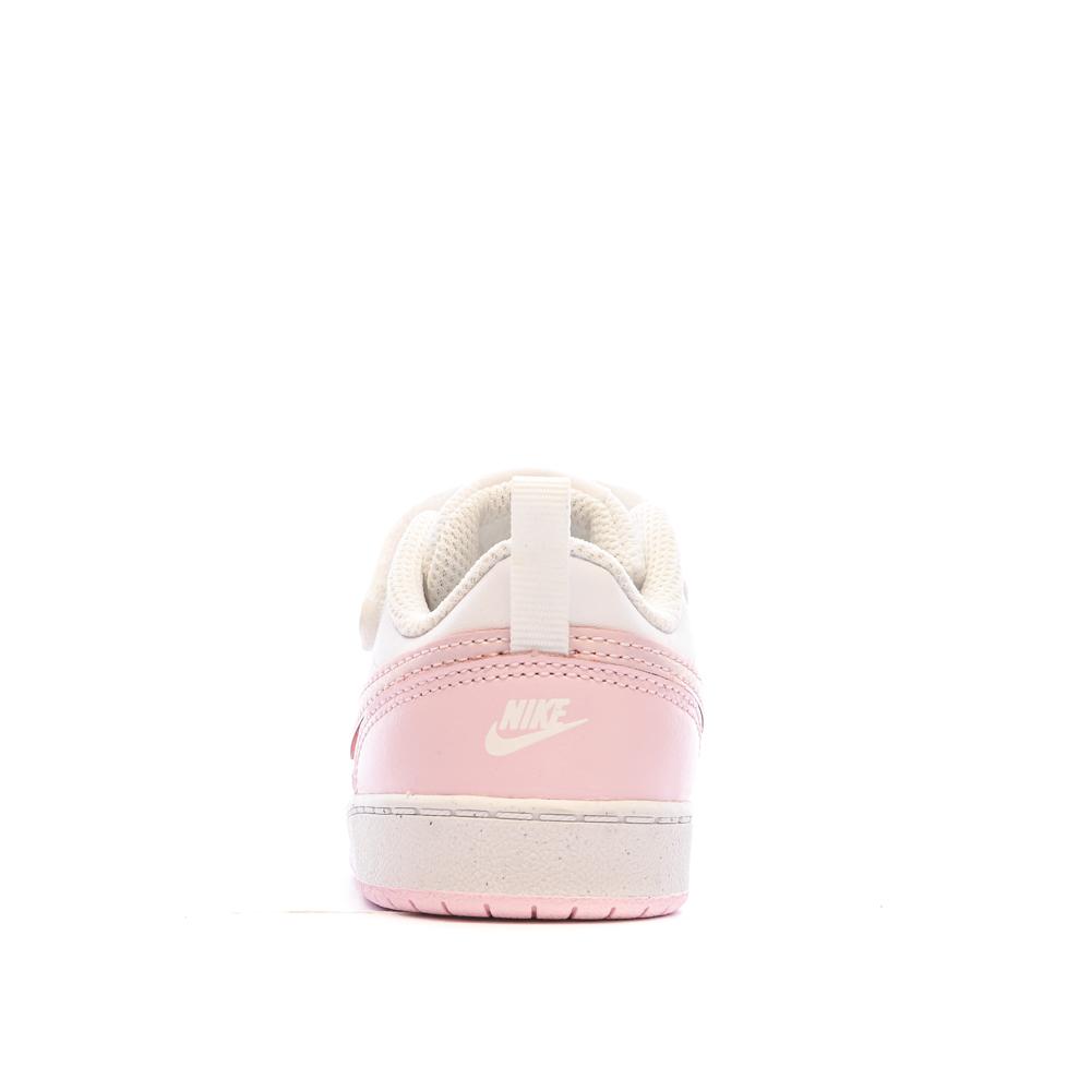 Baskets Blanc/Rose Fille Nike Court Borough Low 2 vue 3
