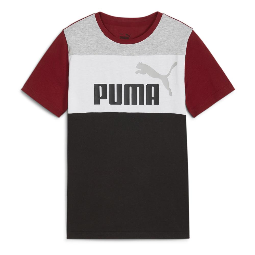 T-shirt Gris/Bordeaux/Noir Garçon Puma B Ess Block Tee pas cher