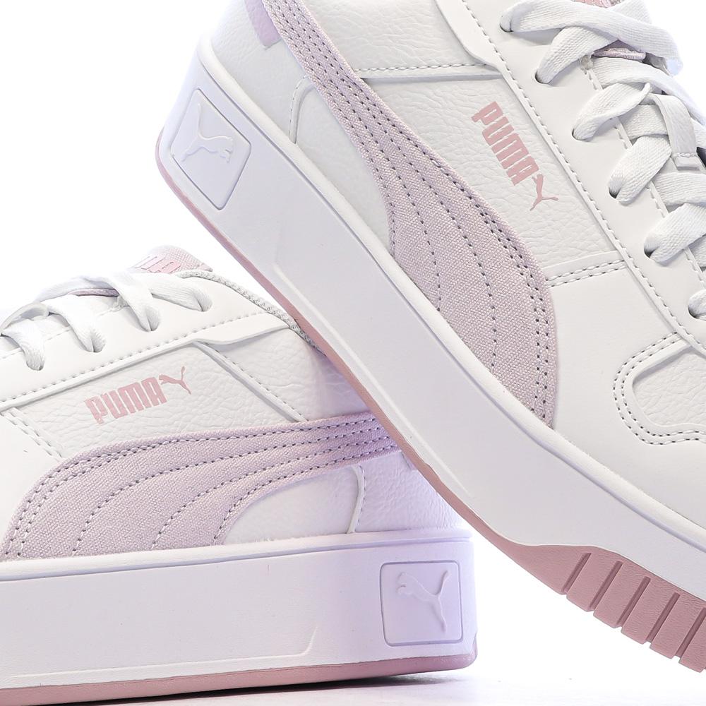 Baskets Blanc/Rose Fille Puma Carina Street Beach vue 7