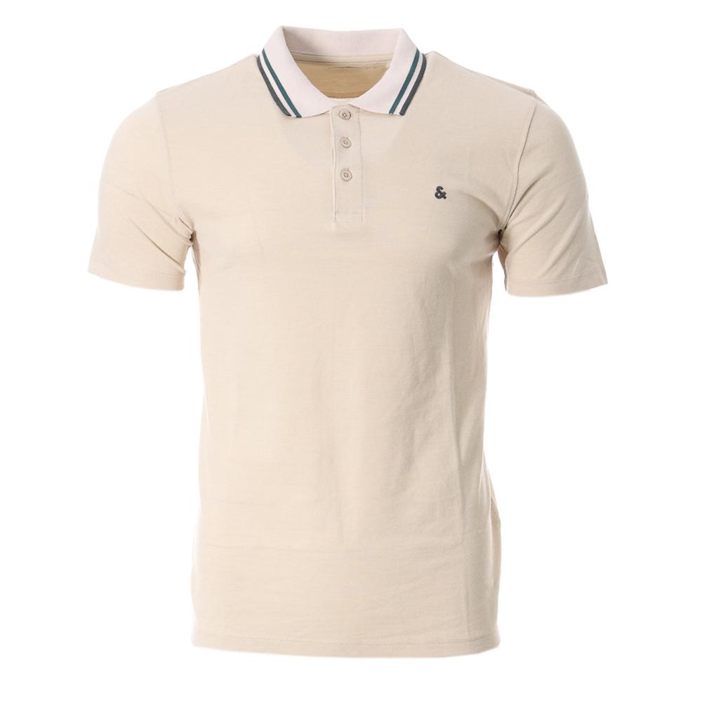 Polo Beige/Vert Homme Jack & Jones Paulos Play pas cher