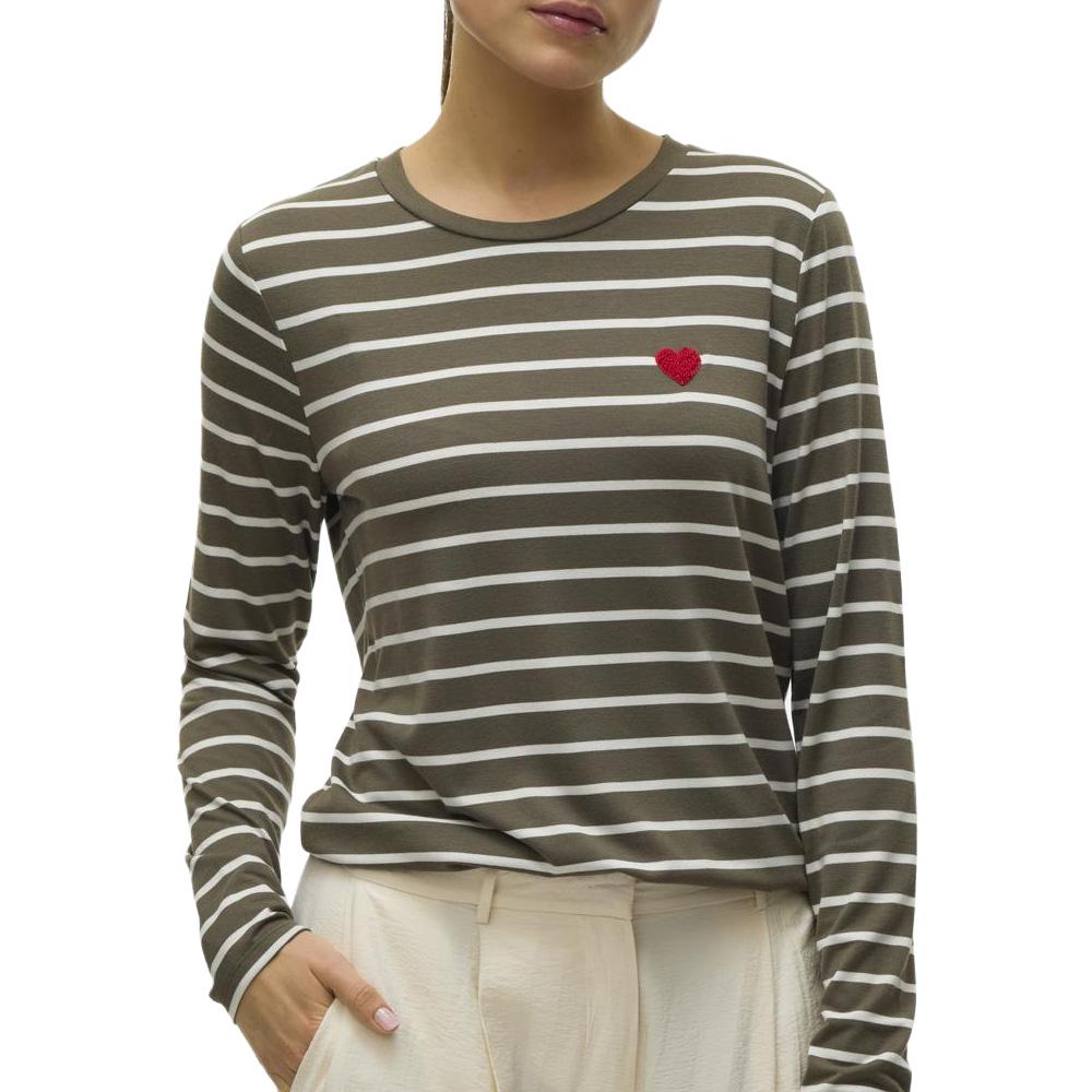 T-Shirt Blanc/Kaki Femme Vero Moda Clara pas cher
