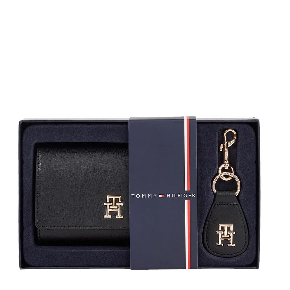 Coffret Portefeuille/Porte-clés Noir Femme Tommy Hilfiger Med Flap pas cher