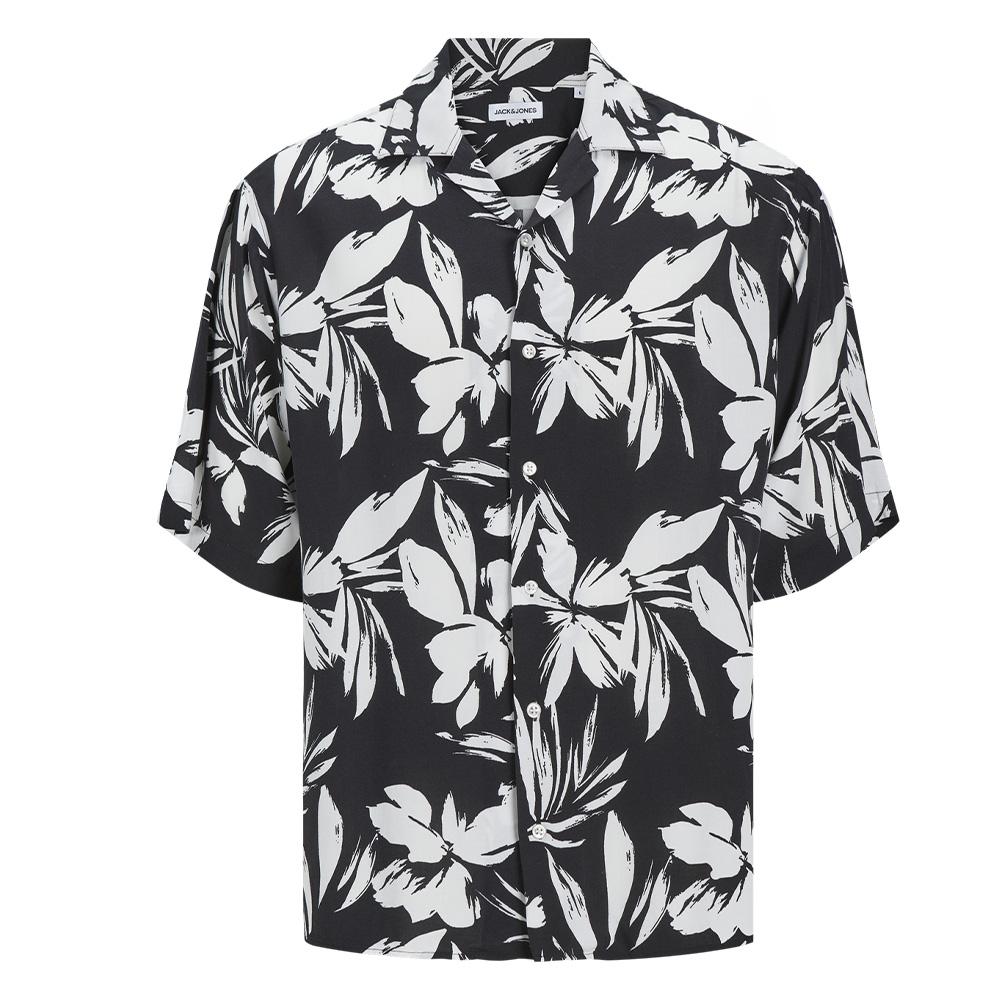 Chemisette Noir/Blanc Garçon Jack & Jones Resort Floral pas cher