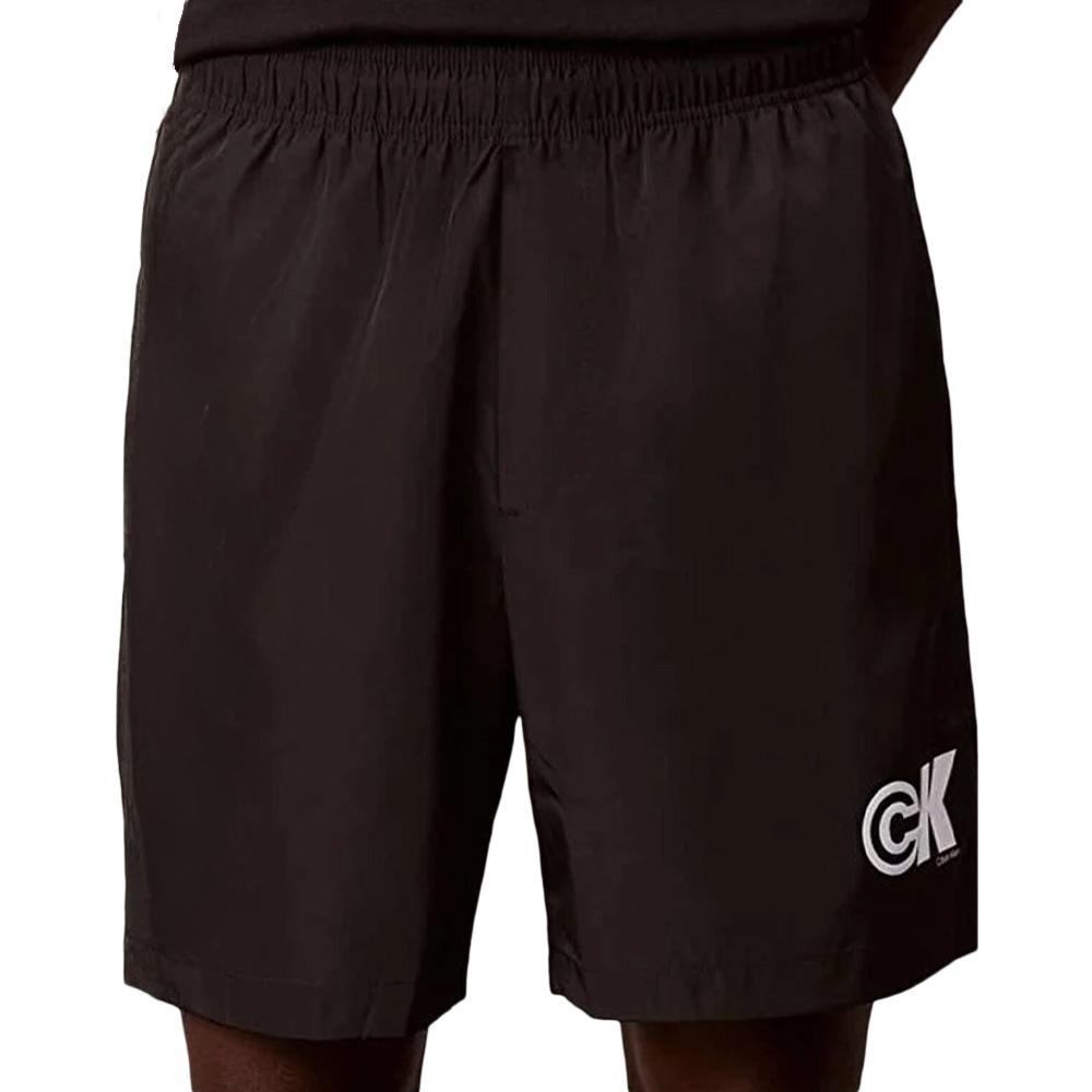 Short Noir Homme Calvin Klein Jeans Nylon Logo Drawstrin pas cher