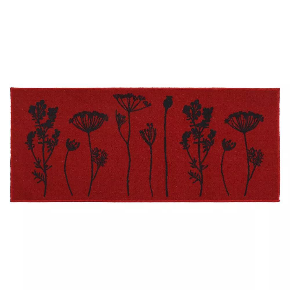 Tapis Imprimé Rouge Luance 50x120cm Herbier pas cher