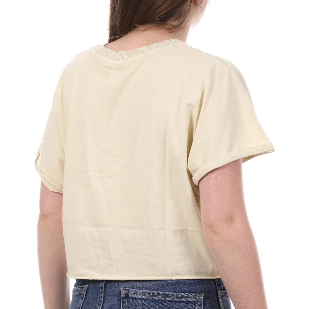 T-Shirt Crop Jaune JDY Femme Agnes vue 2