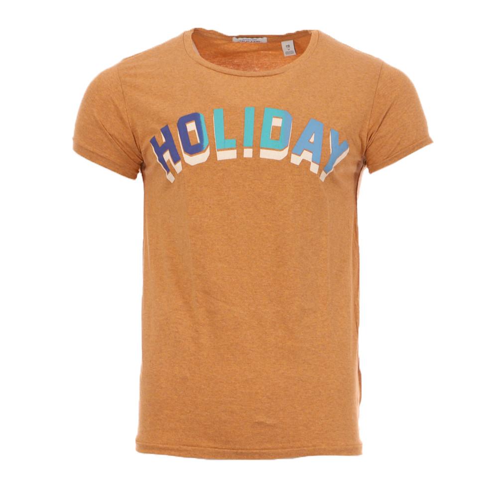 T-shirt Marron Homme Scotch & Soda Holiday pas cher