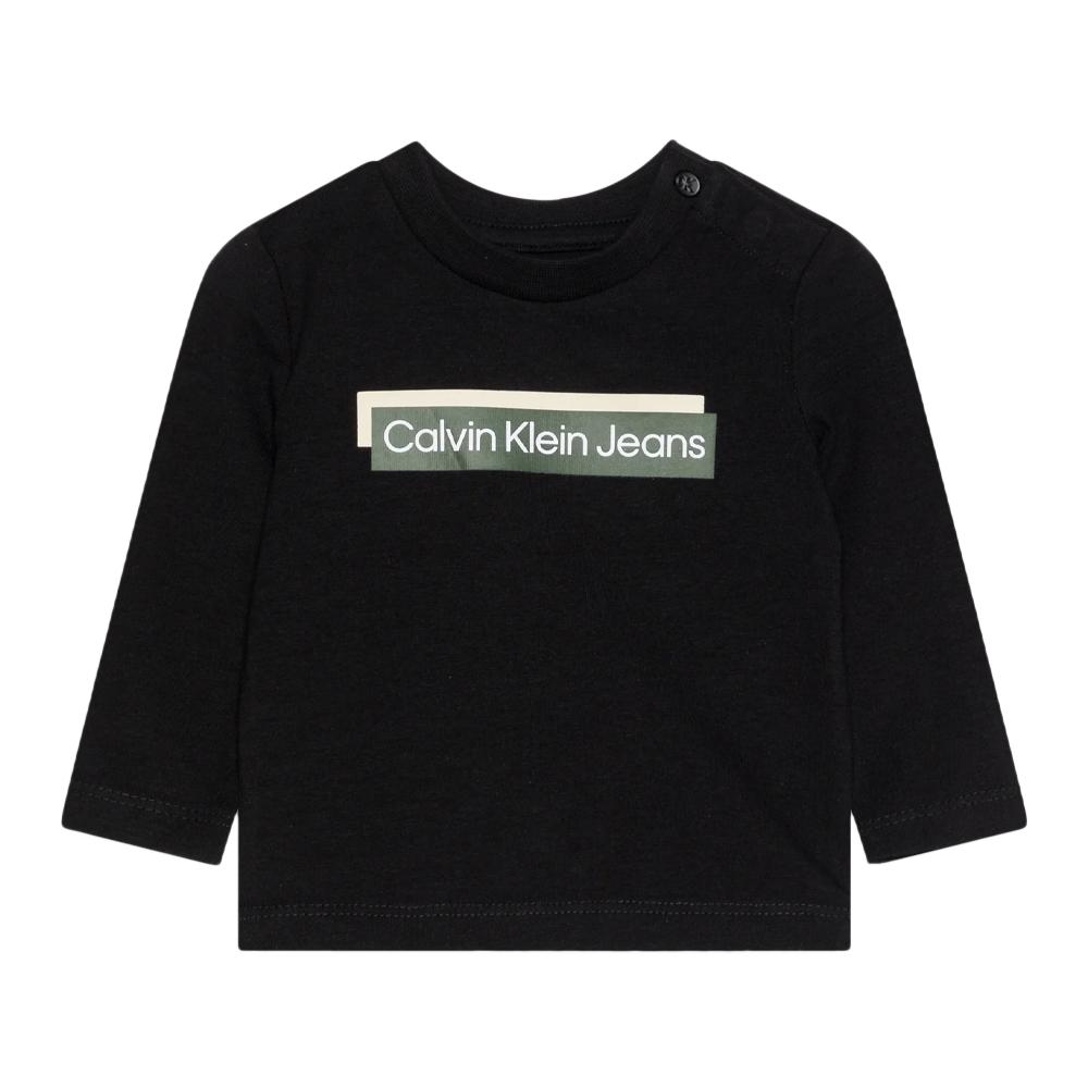 T-shirt Manches Longues Noir Garçon Calvin Klein Jeans Hero pas cher