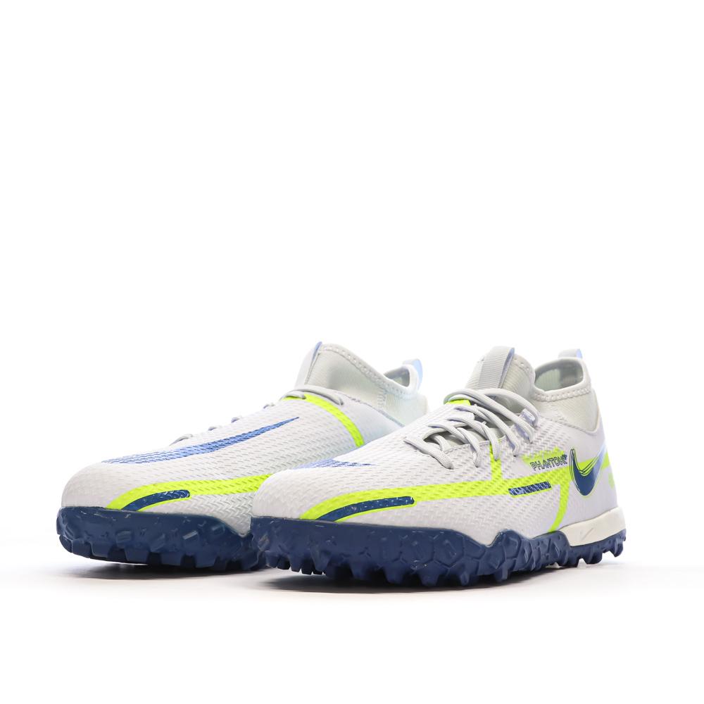 Chaussures de Foot Blanc/Bleu/Jaune Junior Nike Phantom GT2 Academy vue 6