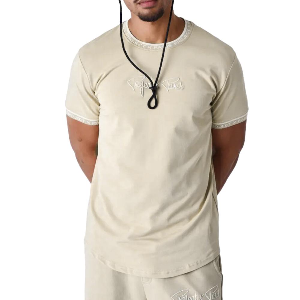 T-Shirt Beige/Blanc Homme Project X Paris 2511114 pas cher