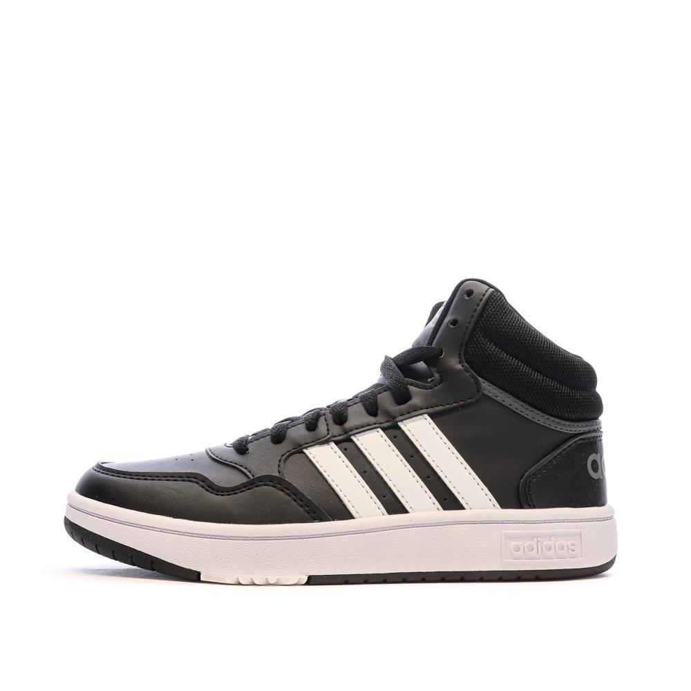 Baskets Noir Garçon Adidas Hoops 3.0 Mid pas cher