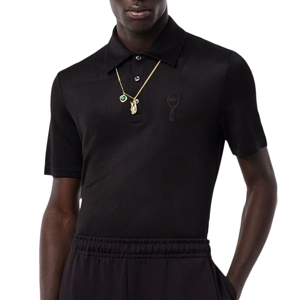 Polo Noir Homme Lacoste Runway Regular Fit Satin pas cher