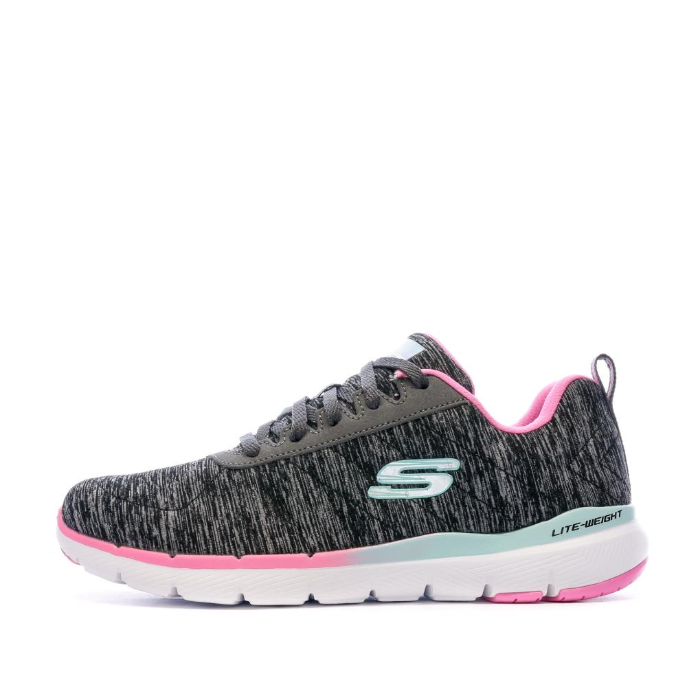 Baskets Grises Femme Skechers Flex Appeal 3.0 pas cher