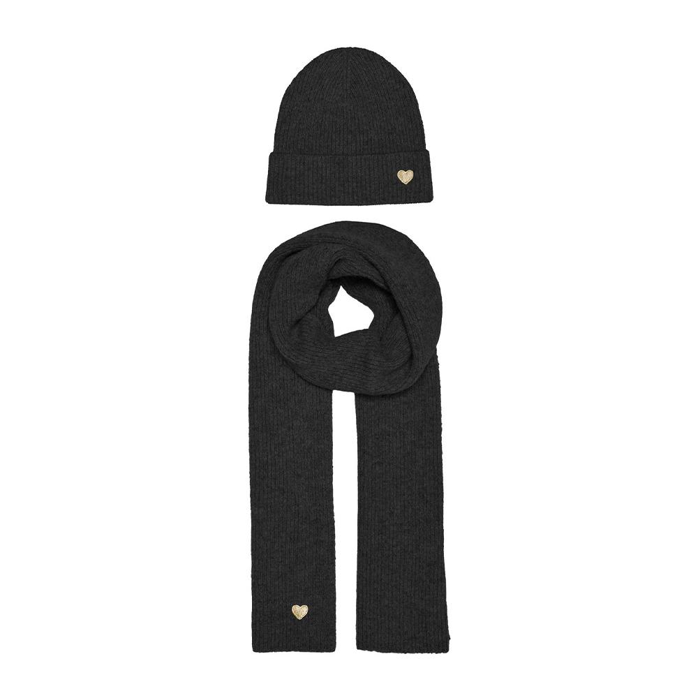 Bonnet + Echarpe Gris foncé Femme Only Onlavery Life Scarf And Beanie Set pas cher