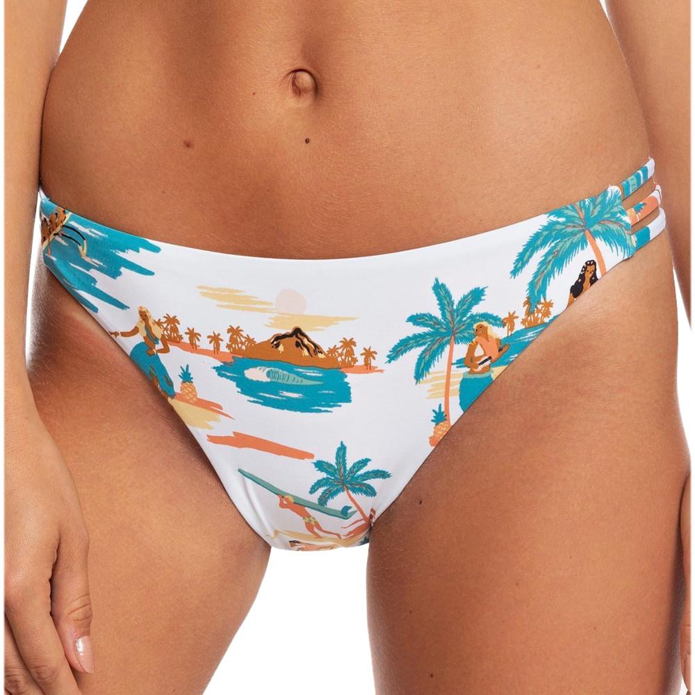 Bas De Bikini Blanc/Vert Femme Roxy Printed Beach Classics pas cher