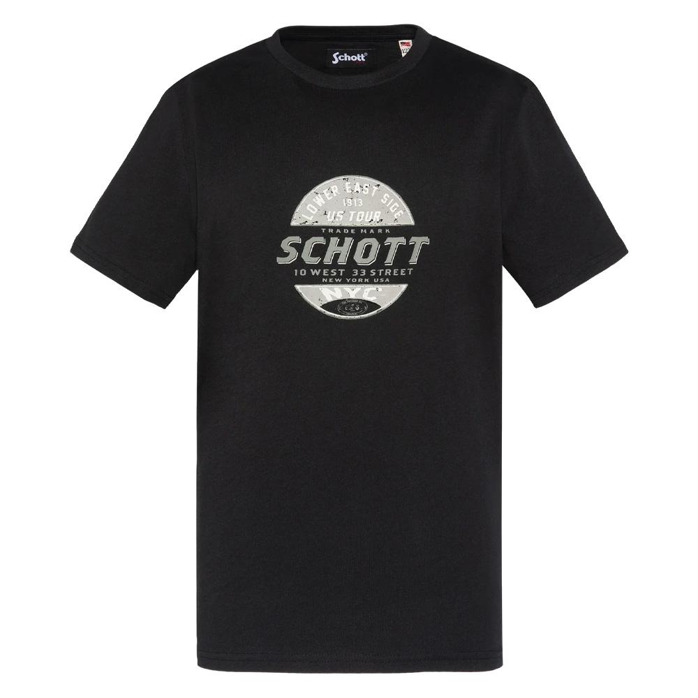 T-shirt Noir Garçon Schott USTOUR pas cher