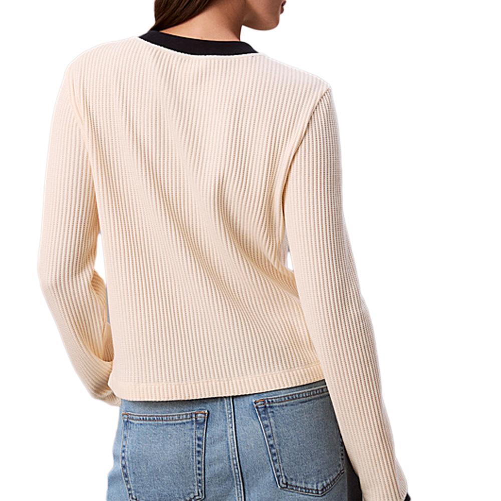 Pull Beige Femme Calvin Klein Jeans Waffle vue 2