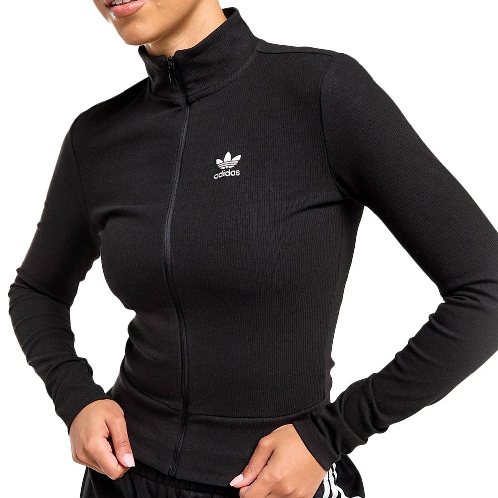 Sweat Zippé Noir Femme Adidas Tracktop pas cher