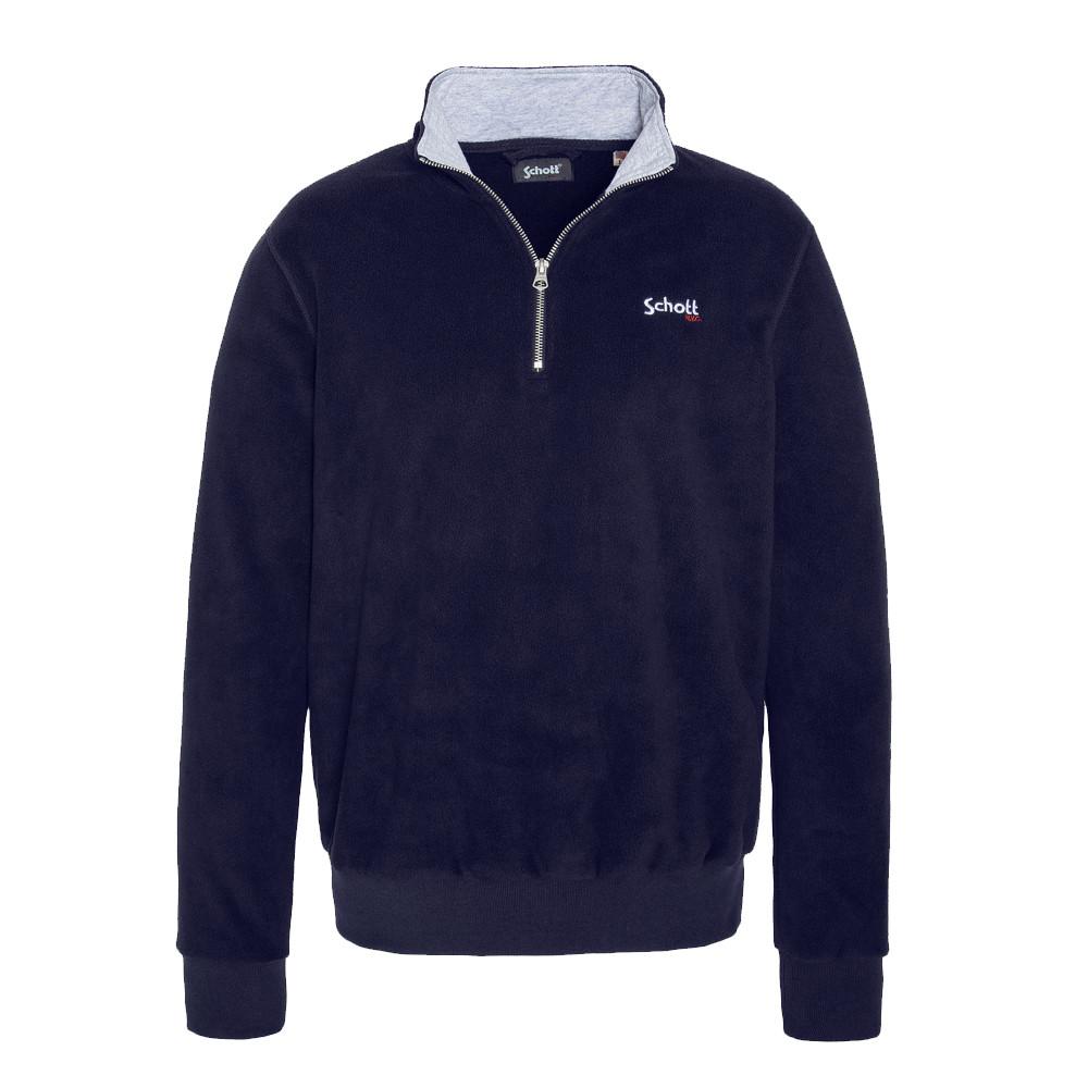 Sweat Polaire Marine Homme Schott Half Zipped pas cher