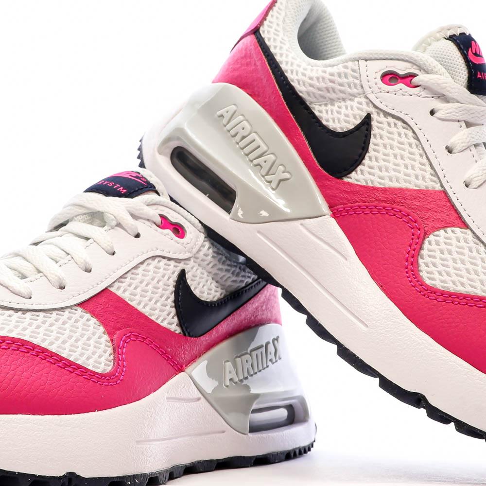 Baskets Blanc/Rose Femme Nike Air Max Systm vue 7