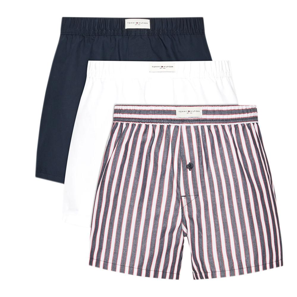 X3 Boxers Blanc/Marine Homme Tommy Hilfiger Woven pas cher
