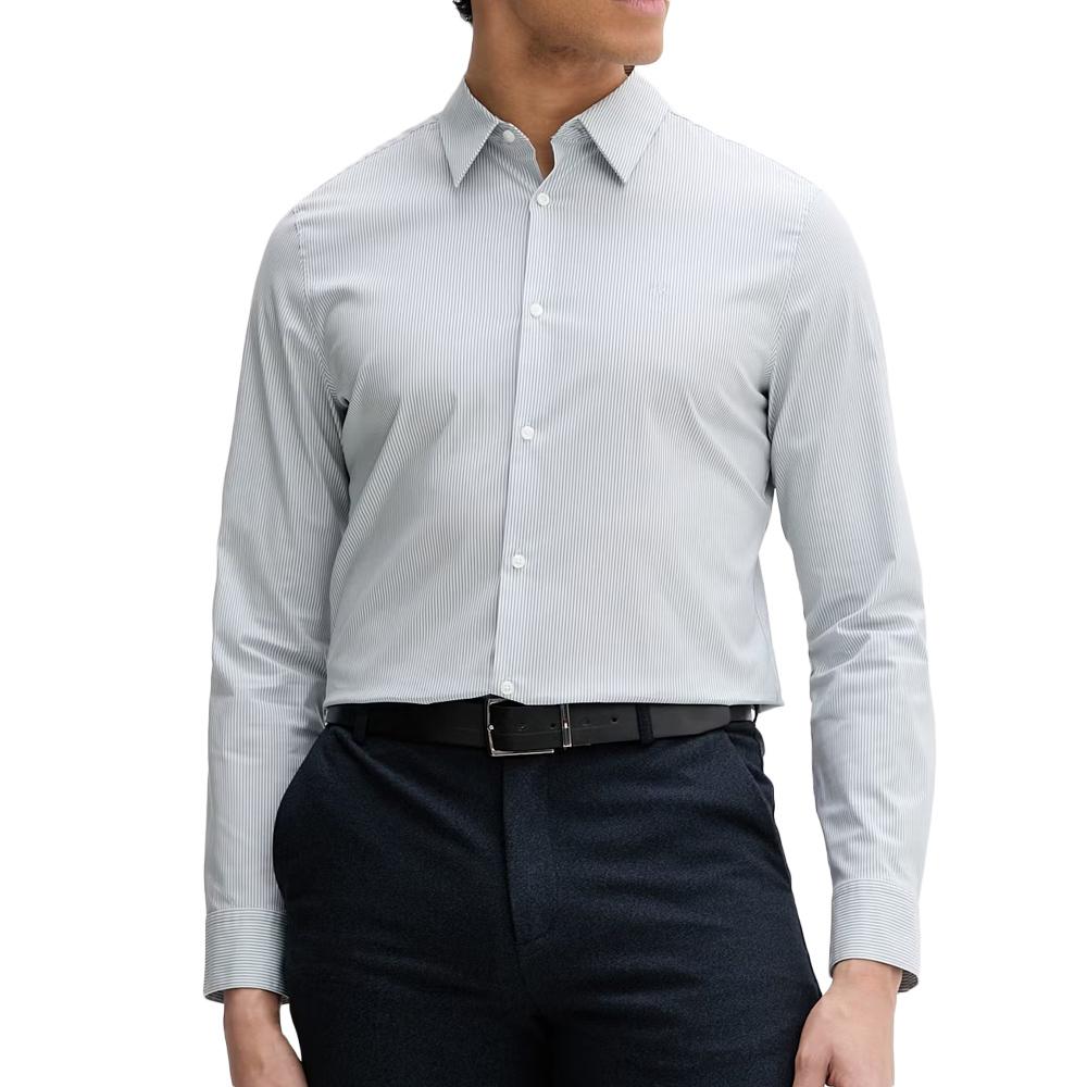 Calvin Klein Jeans Light Blue Slim-Fit Striped Men’s Shirt – Stripe Stretch affordable