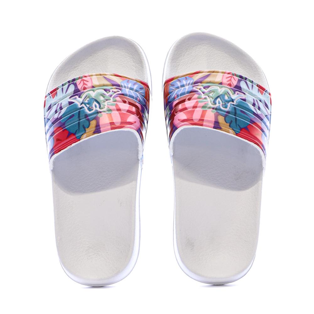 Claquettes Blanches à fleurs Fille Kappa Logo Sarty 2 vue 3