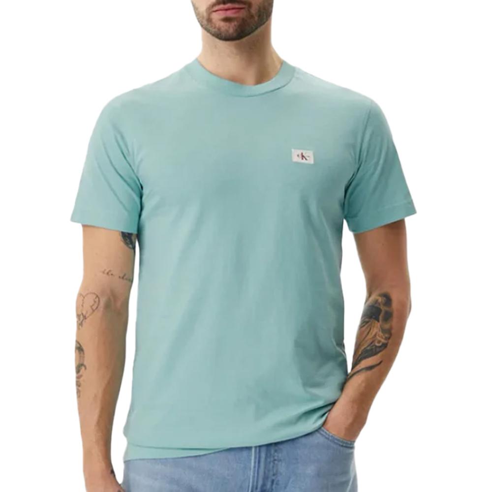 T-Shirt Turquoise Homme Calvin Klein Jeans Label pas cher