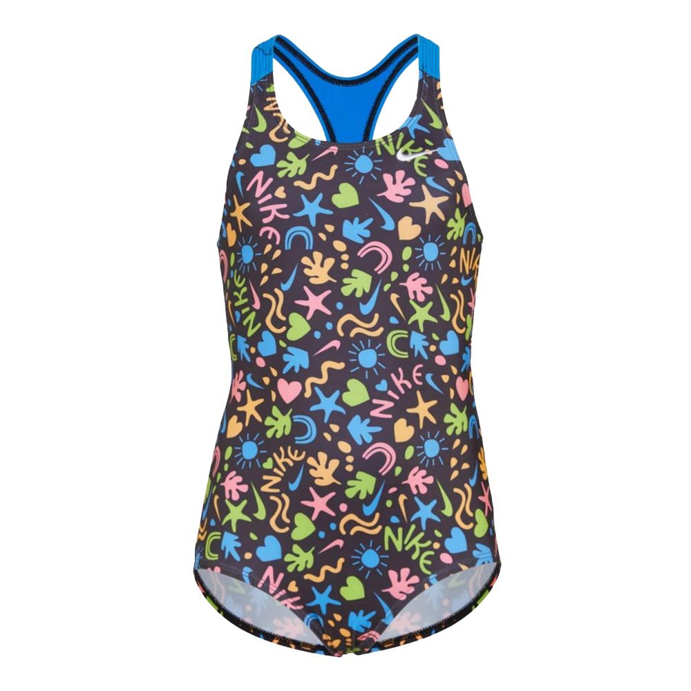 Maillot de bain Noir/Bleu Fille Nike Racerback pas cher