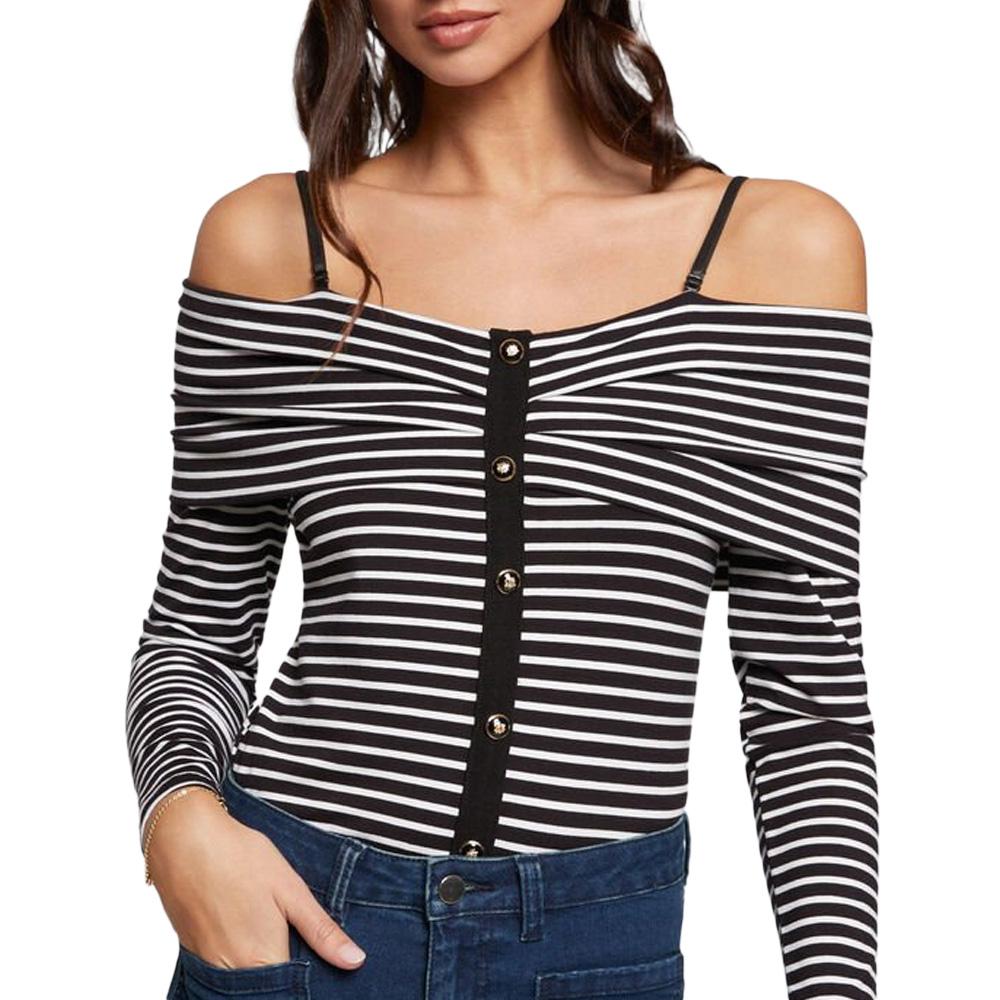 T-Shirt Manches Longues Noire/Blanche Femme Morgan TROPEZ pas cher