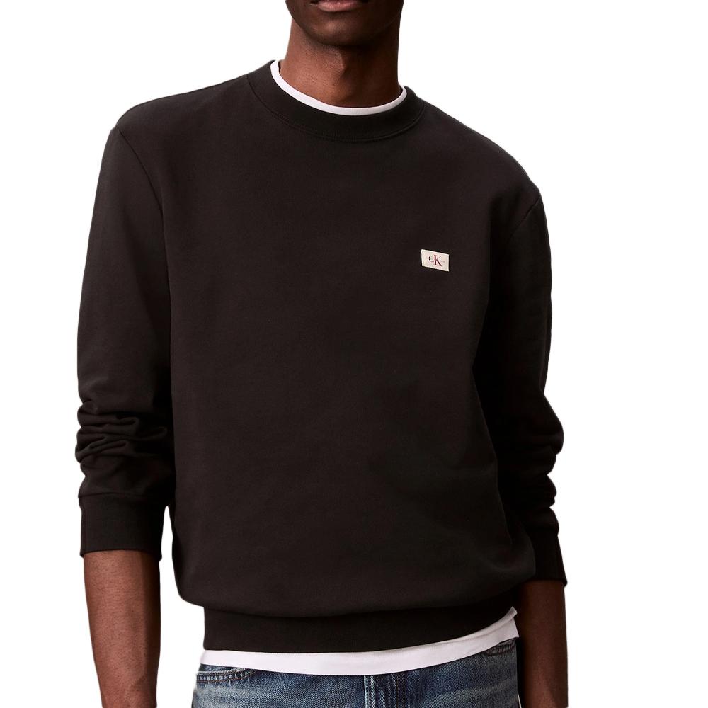 Sweat Noir Homme Calvin Klein Jeans Badge Terry pas cher