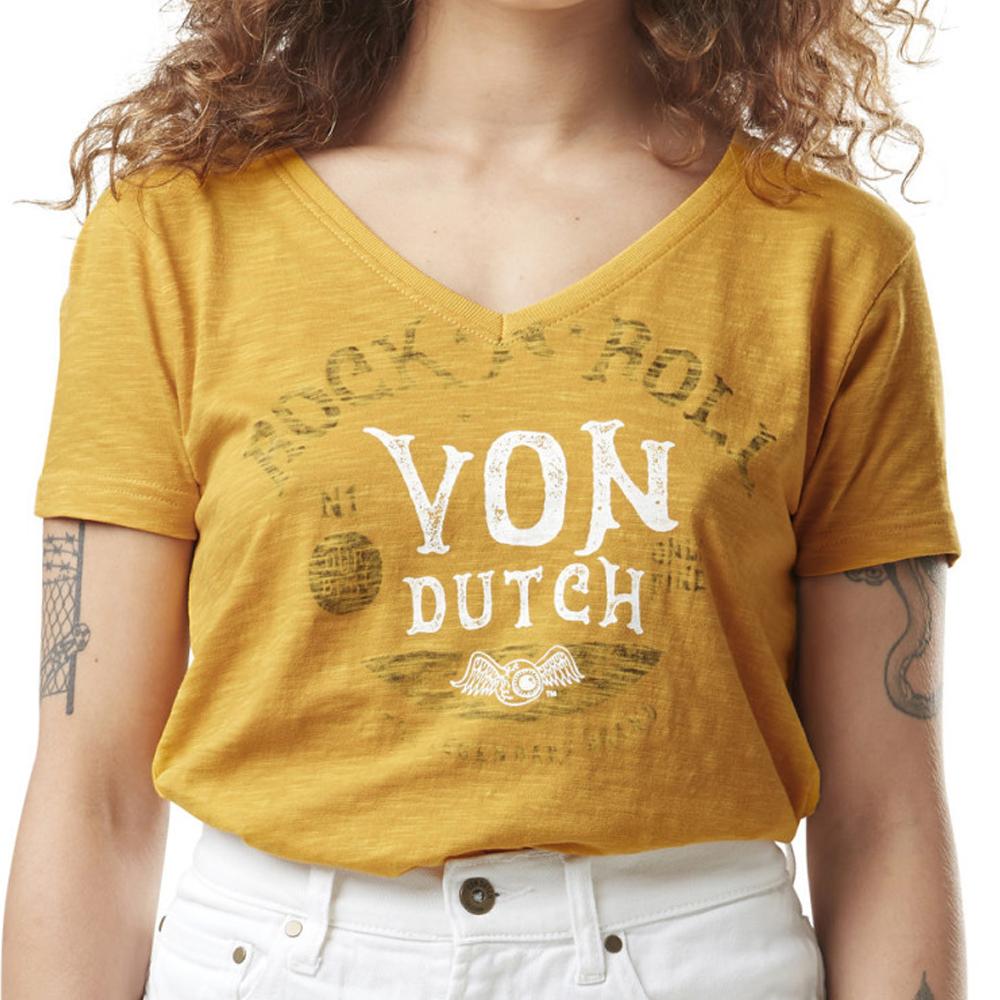 T-shirt Jaune Femme Von Dutch Vintage pas cher