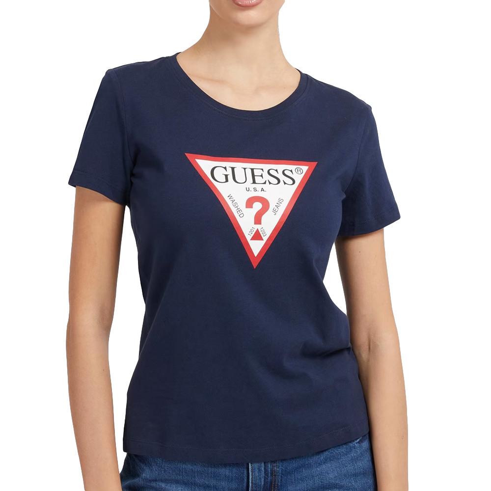 T-shirt Marine Femme Guess Original W1YI1B pas cher